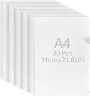 Imagen del producto de Fundas transparentes para documentos, extra resistentes, 30 unidades, formato A4, 220µ de polipropileno (PP), para organización