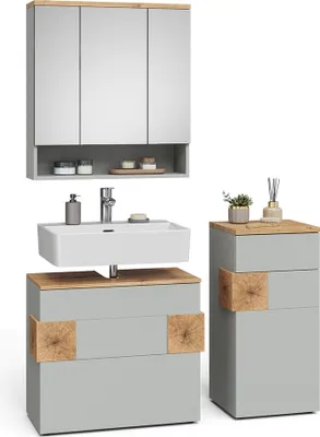 Produktbild von Badmöbel-Set Vicco Eden Grau 3-teilig, Model 59866