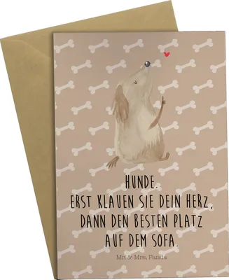 Produktbild von Mr. & Mrs. Panda Grußkarte Hund Liebe - Hundeglück - Geschenk, Herz, hochzeitskarten, Sprüche, Beileidskarte, osterkarte, einladungskarten, Hunde, weihnachtskarten
