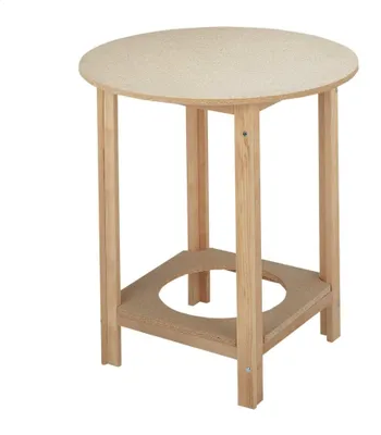 Runder Beistelltisch Buchenholz 70x75 cm mit Stauraum