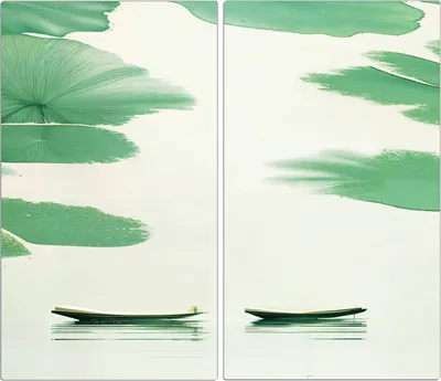 Produktbild von Spritzschutz Herdabdeckplatte Schneidebrett aus Glas Boote auf dem See 2-Teilig (60x52cm)
