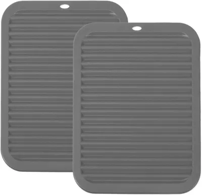 Productafbeelding van Siliconen Onderzetters - Keukenmatten Pannenlappen - Bescherming Aanrecht - Hittebestendig Antislip - 2 stuks 9x12 inch - Zwart