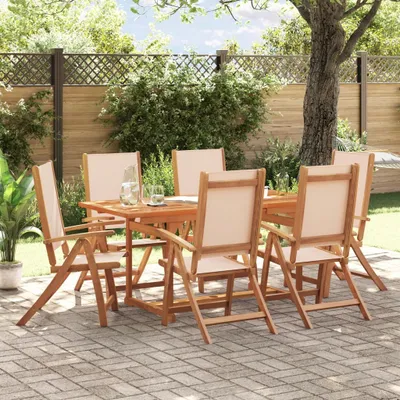 Immagine prodotto di Maison Exclusive - Set da pranzo da giardino a 7 pezzi in legno massello di acacia e Textilene