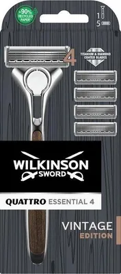 Product packaging for a razor and replacement blades.