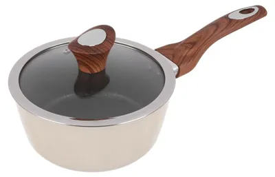 Steelpfanne 18 cm, creme, mit Deckel, antihaftbeschichtet, Aluminium