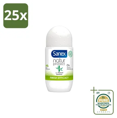Obrázek produktu pro 25 kusů antiperspirantu Sanex Bamboo Fresh, roll-on, objem 50 ml – balení