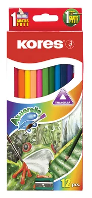 Image de Kores BB93812 Kores Crayons de couleur aquarelle "Akuarelle", triangulaires, étui de 12 pièces