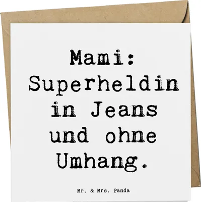 Produktbild von Mr. & Mrs. Panda Klappkarte Spruch Mami Superheldin - Weiß - Geschenk, Verwandte, Glückwunschkarte, faltkarte, Weihnachten, Mom, anlasskarte, Accessoires, doppelkarte