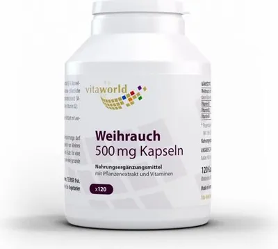Produktbild von Vita World Weihrauch 500 mg | 120 Kapseln | Boswellia Weihrauch Extrakt | mit Vitamin B1, B2 und B6 | vegan | gluten- und laktosefrei