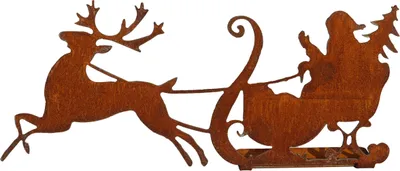 Produktbild von Weihnachtsmann auf Schlitten Rost Gartendeko Edelrost zum Stellen Gartenstecker Metall Gartendekoration Weihnachten rostige