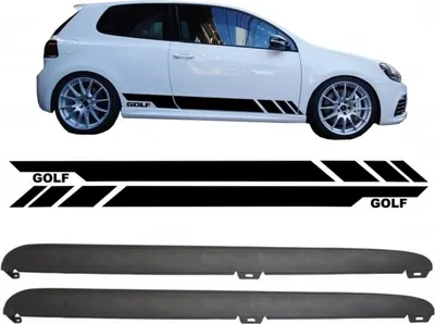 Obrázok produktu pre Bočné prahy pre VW Golf VI 6 08-14 GTI Look bočné nálepky čierne.