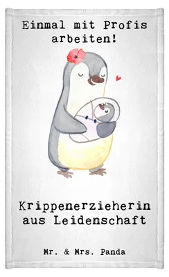 Produktbild von Mr. & Mrs. Panda Handtuch Krippenerzieherin Leidenschaft - Weiß - Geschenk, gäste wc, KITA, Kindertagesstätte, Klein, Erzieherin, Baumwollhandtuch, Spruch, Gästetuch