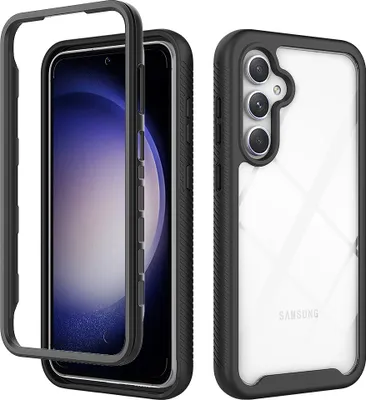 Produktbild von Galaxy S23 FE Hülle, Hybrid Transparente Rückseite TPU Bumper Stoßfest Schutzhülle für Samsung Galaxy S23 FE Schwarz