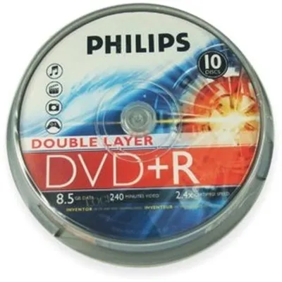 Produktbild von Philips Beschreibbare DVD - DVD+R DL Rohling - 8,50 GB - 8x Schreibgeschwindigkeit - 10er Spindel - 120mm - 4 Stunde(n) Maximale Aufnahmezeit