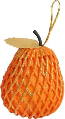 Zdjęcie produktu dla Pomarańczowa Ozdoba Bożonarodzeniowa w Kształcie Gruszki 8 cm