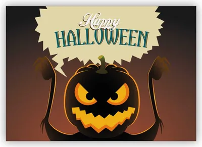 Produktbild von 4x Schreckliche Halloween Karte mit Grusel - Kürbis: Happy Halloween