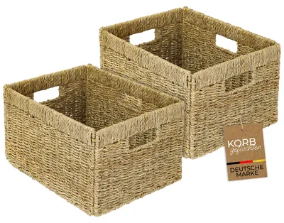 Aufbewahrungskorb aus Seegras 2er Set für Billy Regale, HMF, 35 x 25 x 20 cm