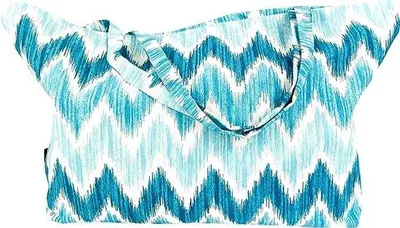 Image de Grand sac de plage à imprimé aztèque - Bleu/Turquoise/Blanc - 65 x 40 cm - Sac à bandoulière pour adulte - 40 L - Sac de plage, sac de courses