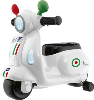 Obrázek produktu pro (B) Chicco dětská koloběžka Vespa Primavera, dětské vozidlo s elektronickým ovládacím panelem, světly a zvuky, odnímatelná tréninková kolečka, max. 25 kg, hračka pro děti od 1 do 3 let