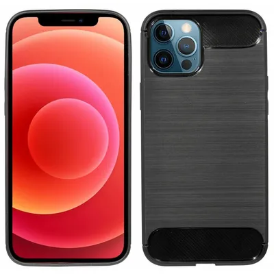 Image de Housse silicone Bumper Carbon pour iPhone 12 Pro Max Case TPU Soft Handyhülle Cover Noir