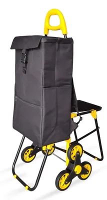 Produktbild von VOUNOT® Einkaufstrolley Klappbar mit 6 Räder, Kühlfach und Klappsitz, Treppensteiger, 40L
