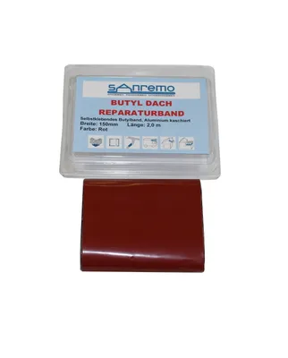 Produktbild von Sanremo DACH Reparaturband Dachrinne selbstklebendes Alu-Butylband Dunkelrot 150mm x 2m