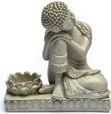 Produktbild von Buddha mit Kerzenhalter steingrau -- 394 g, 17.5 cm im Set Set 7 Lotus