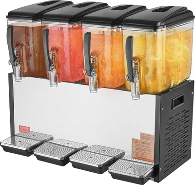 Image de Distributeur commercial de boissons 12 L x 4 réservoirs Distributeur de jus et de boissons glacées