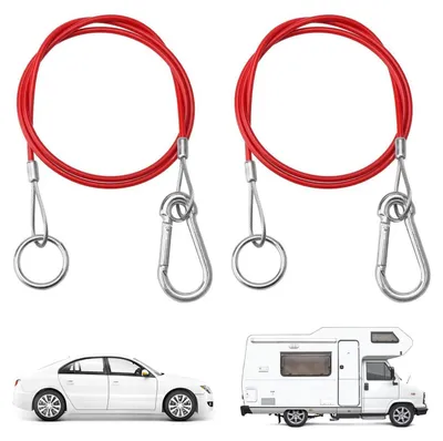 Productafbeelding van 2 stuks scheurbreekkabel voor aanhangers, 1 meter remkabel met haken, 4 mm diameter