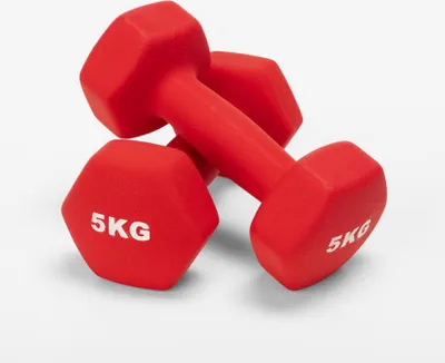 Image de Ensemble d'haltères Megara 2 x 5 kg en vinyle pour la gymnastique et le fitness