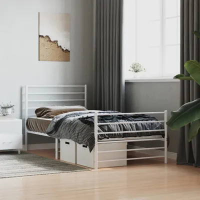 Produktbild von "2026 Aktion"Bettgestell - CLORIS - Einzelbett - mit Kopf- und Fußteil Metall Weiß 90x190 cm - Einfache Montage -  - NeuMöbel8089871