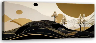 Immagine prodotto di Quadro su tela Paesaggio Astratto Glamour Dorato 90x30 Feeby Nero quadro per la parete pronto per essere appeso