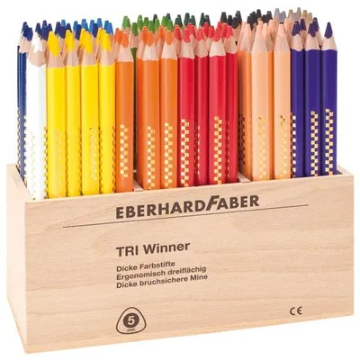 Zdjęcie produktu dla EBERHARD FABER 518420 EBERHARD FABER TRI WINNER trójkątny kolorowy ołówek, 114 drewniane pudełko