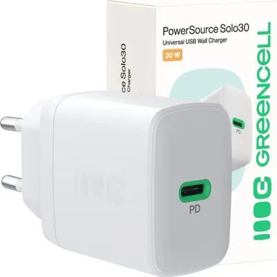 Zdjęcie produktu dla Green Cell USB wall cha rger 30W 1x USB-C WHITE