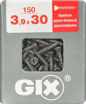 Produktbild von SPAX GIX-C für Gipsfaser, 3,9 x 30 mm, 150 Stück, Vollgewinde, Spitzer Fräskopf, Kreuzschlitz H2, Nadelspitze - 4791170390307