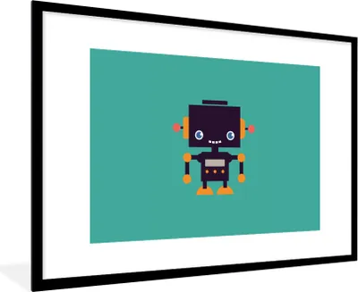 Produktbild von MuchoWow® Gerahmtes Poster Roboter - Gesicht - Antenne - Blau - Jungen 90x60 cm - Poster mit Schwarzem Bilderrahmen Wandposter Rahmen Foto Bilder - Wanddekoration - Fotos