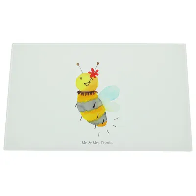 Produktbild von Mr. & Mrs. Panda Schneidplatte Glas Biene Blume - Weiß - Geschenk, Schneidebrett, Schneidbrett, Aus, Glasschneidebrett, Hackbrett