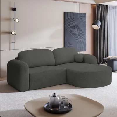 Produktbild von Masseno Ecksofa AMILIA R-S mit Schlaffunktion L-Form, Sofa mit Bettkasten, Wohnzimmersofa, Couch, Soffa, Bettsofa, Couchgarnitur- Grau, QUELLE 92