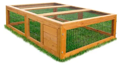 Immagine prodotto di Recinto per conigli e pollame - 147 x 98 x 40 cm - Abete impregnato - Con area di corsa