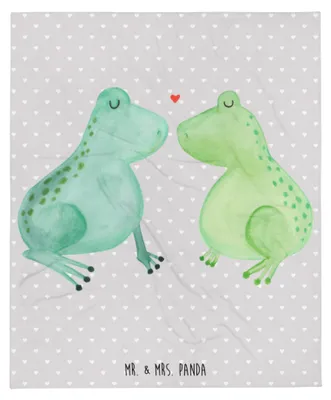 Produktbild von Mr. & Mrs. Panda Decke Frosch Liebe - Grau Pastell - Geschenk, Frösche, Kuscheldecke, Tagesdecke, Plaid, Bettdecke, Kuss, Freundin, Sofaüberwurf