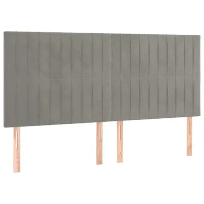Image de vidaXL Têtes de lit 4 pcs. Gris clair 80x5x78/88 cm velours