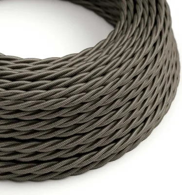 Immagine prodotto di Creative-Cables Cavo elettrico rivestito in tessuto, 3 x 0,75 mm², 50 m, Grigio Scuro TM26, Trecciato, effetto seta