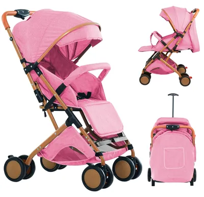 Productafbeelding van Kinderwagen, verstelbare rugleuning, compact inklapbaar, roze