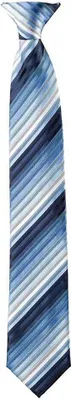 Produktbild von Krawatte mit Clip Fb. Blautöne gestreift  : 100% Polyester (gestreift) : Blautöne gestreift
