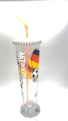 Produktbild von Trinkgläser 400ml mit Schutzdeckel und Trinkhalm  6er Set  ...ideal für Kinder und Gartenparty