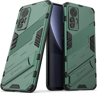 Produktbild von Armor Hülle für Xiaomi 12 Lite, Hybrid PC TPU Bumper Stoßfestes Schutzhülle mit Standfunktion Grün