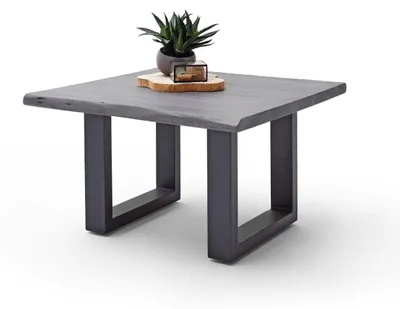 Produktbild von Couchtisch Baumkantentisch Akazie-massiv U-Form quadratisch grau lackiert 75 cm