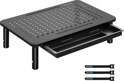 Obrázek produktu pro Stojan s nastavitelnou výškou a odkládací plochou – podstavec pod monitor pro PC a notebooky – nosnost až 20 kg