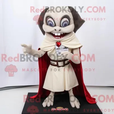 Obrázok produktu pre Béžová postava maskota REDBROKOLY, zobrazujúca vampíra, oblečená v mini sukni a šatoch