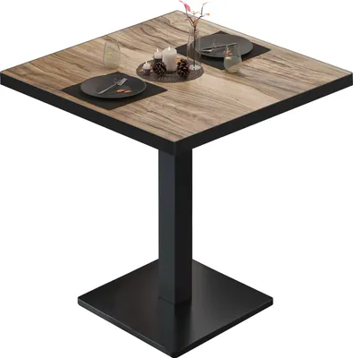 Produktbild von BM | Bistrotisch | B:T:H 80 x 80 x 75 cm | Sheesham / Schwarz | Quadratisch | Schwarzer Rand | Bistro Tisch Esstisch